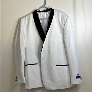 Men's White Blazer with Black Trim